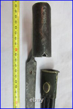 1800's Military Socket Bayonet with Leather scabbard made Belgium or Austria