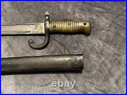 1873 ANTIQUE CHASSEPOT Bayonet SIGNED MATCHING SCABBARD FRENCH De Chait