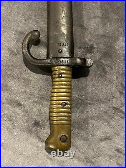 1873 ANTIQUE CHASSEPOT Bayonet SIGNED MATCHING SCABBARD FRENCH De Chait