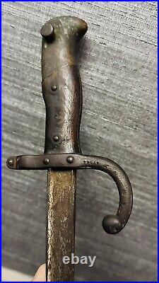 1880's French Bayonet Gras Sword Scabbard NAVY Curved Quillion 25.5 Long #47344