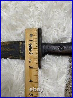 Antique 1906 Springfield Armory Bayonet Leather Steel WithScabbard Wooden Handle