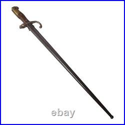 Antique French Army M1874 Gras Bayonet & Scabbard With Inscription