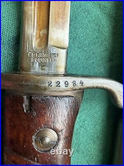 Antique German S 98 WWI Bayonet With Scabbard Matching #'s 22984