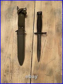 Authentic Original Colt USGI Bayonet Fighting Knife Crackle Scabbard Military
