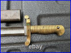 Civil War Model 1841 Mississippi Rifle Sword Bayonet & Leather Scabbard