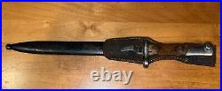 FN Belgian TOLEDO EXPORT M1924 Mauser Short Bayonet with Metal Scabbard Frog