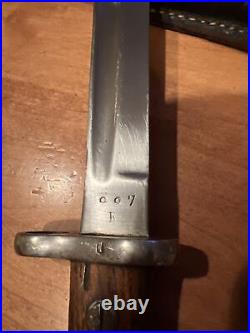 FN Belgian TOLEDO EXPORT M1924 Mauser Short Bayonet with Metal Scabbard Frog