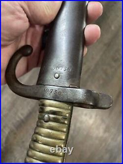 French Model 1866 Chassepot Bayonet Sword Scabbard Matching S/N # Dated 1870