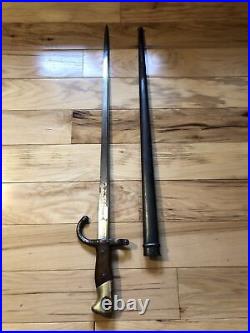 French Model 1874 Gras Bayonet & Scabbard St. Etienne 1877 Matching S/N#. Nice