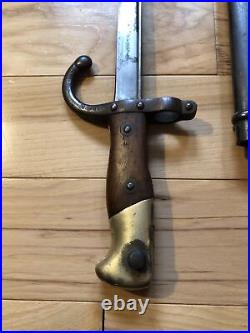 French Model 1874 Gras Bayonet & Scabbard St. Etienne 1877 Matching S/N#. Nice