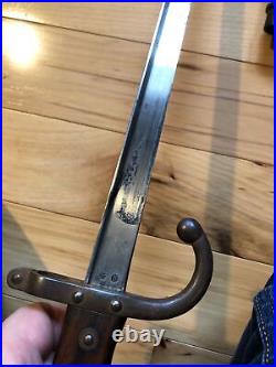 French Model 1874 Gras Bayonet & Scabbard St. Etienne 1877 Matching S/N#. Nice