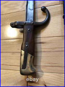 French Model 1874 Gras Bayonet & Scabbard St. Etienne 1877 Matching S/N#. Nice