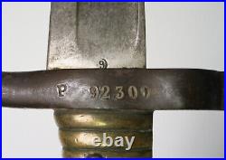 M1866 Yataghan Sword Bayonet French Chassepot & Metal Scabbard Matching Numbers