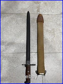 M1905 Original Us Springfield Sa 1906 Bayonet Wwi M1910 Scabbard Canvas Rare