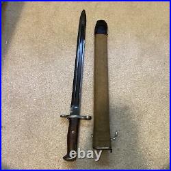 M1905 Original Us Springfield Sa 1906 Bayonet Wwi M1910 Scabbard Canvas Rare