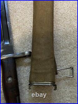 M1905 Original Us Springfield Sa 1906 Bayonet Wwi M1910 Scabbard Canvas Rare