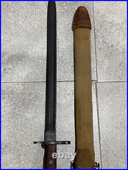 M1905 Original Us Springfield Sa 1906 Bayonet Wwi M1910 Scabbard Canvas Rare