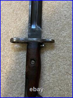 M1905 Original Us Springfield Sa 1906 Bayonet Wwi M1910 Scabbard Canvas Rare