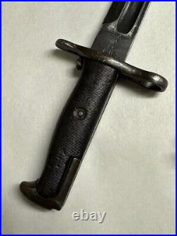 M1 Garand Spike Cut Down Bayonet Marked S. A. Dated 1918 With Scabbard. #1918-sa