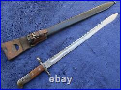 Original Swiss M1914 Pioneer Sawback Bayonet And Scabbard With Hanger