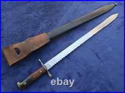 Original Swiss M1914 Pioneer Sawback Bayonet And Scabbard With Hanger