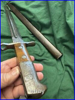 Original Swiss Model 1914 Sawback WWI Bayonet WithScabbard