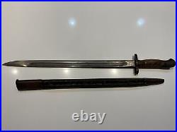 Original WWI Australian Pattern 1907 Lithgow Bayonet & Leather Scabbard 1923 pro