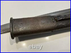 Original WWI Australian Pattern 1907 Lithgow Bayonet & Leather Scabbard 1923 pro