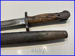 Original WWI Australian Pattern 1907 Lithgow Bayonet & Leather Scabbard 1923 pro