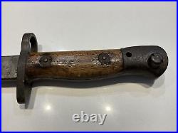 Original WWI Australian Pattern 1907 Lithgow Bayonet & Leather Scabbard 1923 pro