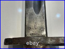 Original WWI Australian Pattern 1907 Lithgow Bayonet & Leather Scabbard 1923 pro