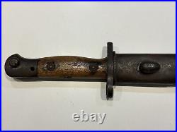 Original WWI Australian Pattern 1907 Lithgow Bayonet & Leather Scabbard 1923 pro