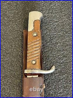 Original Wwi Ww1 German Mauser 1871/98 Bayonet With Leather Scabbard Carl Kaiser