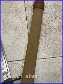 Rare 1913 Springfield Armory Sa M1905 Bayonet M1910 Canvas Scabbard Flaming Bomb