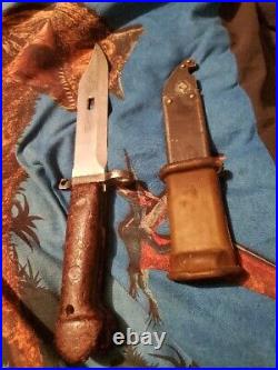 Russian Bakelite Fighting Knife Bayonet and Scabbard Original Red Burgundy 0790