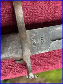 US WW1 1918 Old SA Springfield Armory Bayonet Fighting Knife with Scabbard