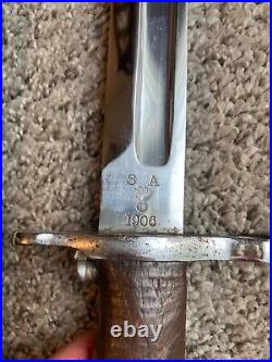 U. S. SA 1906 Bayonet with USN MK1 Scabbard Excellent