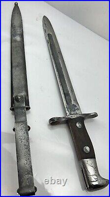 Vintage 1898 U. S. Army Bayonet & Scabbard Spanish American War Era. 30-40 Krag
