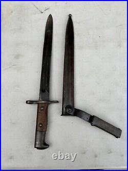 Vintage Bayonet With Scabbard Vtg 1899 Pre WWI Springfield Bayonet