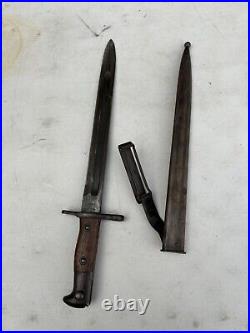 Vintage Bayonet With Scabbard Vtg 1899 Pre WWI Springfield Bayonet