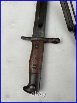 Vintage Bayonet With Scabbard Vtg 1899 Pre WWI Springfield Bayonet