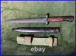 Vintage Military Belgian FN 49 Bayonet and Scabbard with Frog