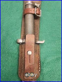 Vintage Swedish Mauser EJ AB Bayonet, Scabbard & Leather Frog Matching Set