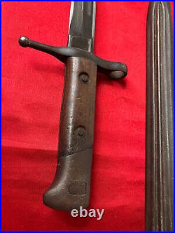 WW1 M1891 Italian Carcano Bayonet With Ribbed Steel Scabbard