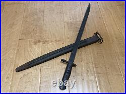 WW1 US Bayonet 1918 Remington With GF Signed Scabbard Edged Blade With Patina