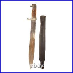 WW2 German Nickel Plated Dress Bayonet With Stag/Bone Handle & Scabbard