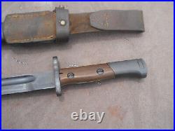 WW2 Mauser FN Model 24 export bayonet w Scabbard w frog long Blade 15 In. Nice