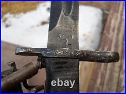 WW2 US M-1 Garand M-42 A. F. H. Bayonet 10 inch w scabbard black handle US marked