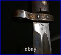 WWII Czechoslovakia VZ-24 Knife Bayonet CSV Brno 8mm Mauser & Scabbard, Issued