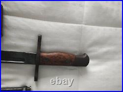 WWII Japanese Type 30 Bayonet Straight Quillion withWooden Scabbard a-x